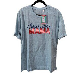 Royce Brand Size XL Womens Chambray Blue “American Mama” Graphic T-Shirt‎ NWT